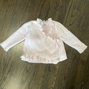 A Soft Idea ruffle pale pink wrap sweater jacket 12-24m